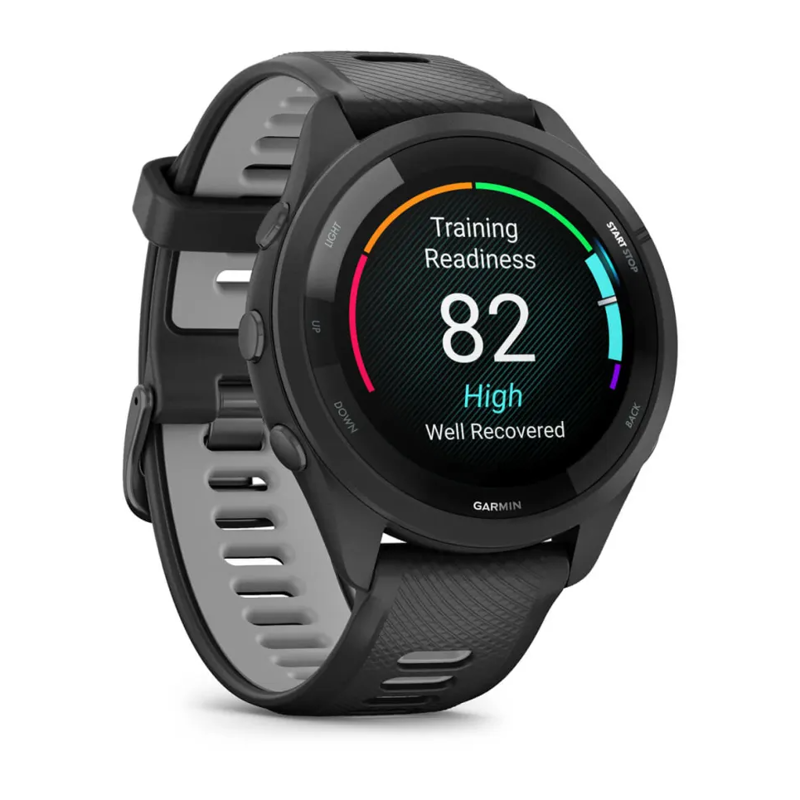 Garmin Forerunner 265 Black Bezel and Case with Black/Powder Grey Silicone Band-1